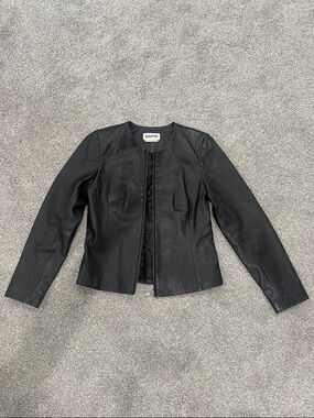 bagatelle Black Collarless Leather Jacket